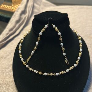 ElegantNAPIER  Gold and Pearl Necklace & Bracelet